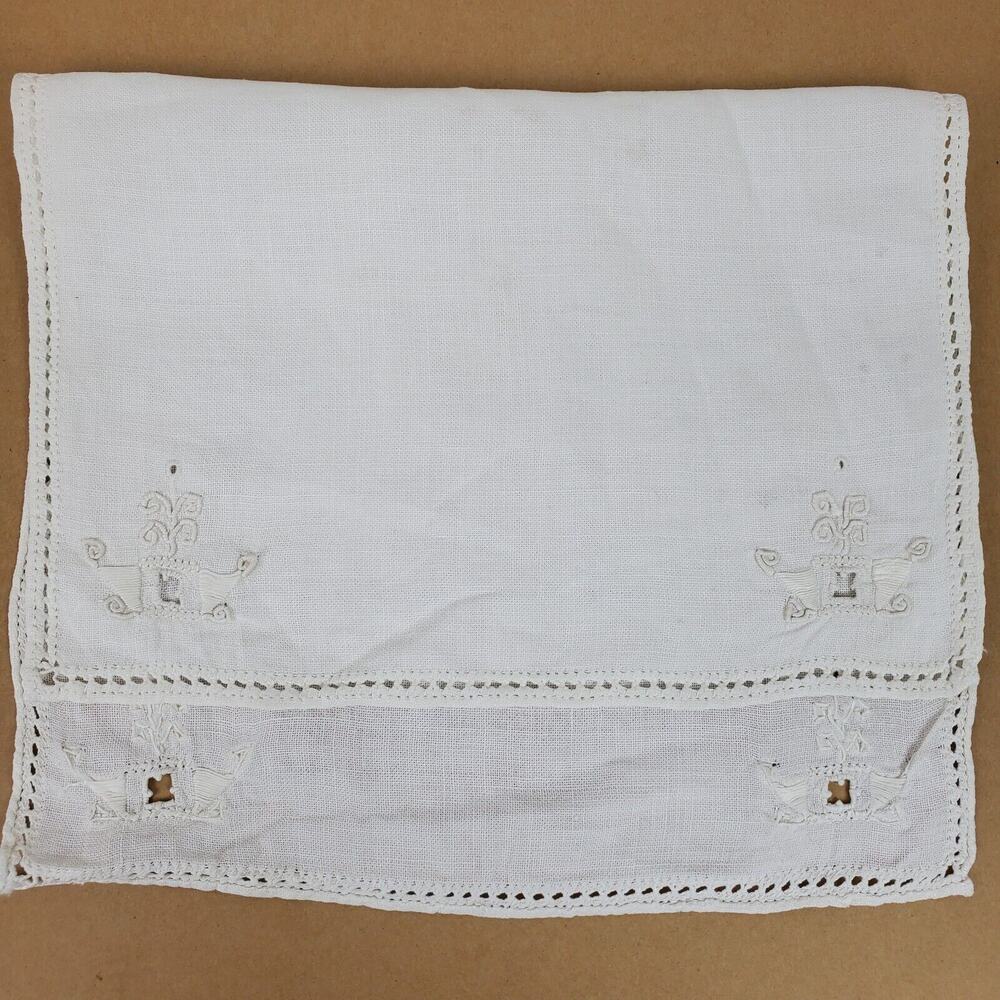 Vintage Crochet Dresser Doily Approximately 17x11 Inch Ivory w/ Cutouts